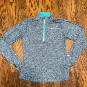 Nike Heathered Gray and Blue Quarter-Zip Top